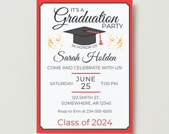 Graduation Invite/Graduation Printable/Invitation/Class of 2024/Congrats/Grad/Graduate/Instant digital download