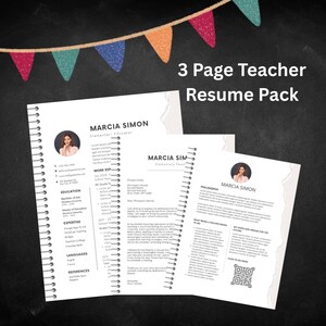 Modelo de pacote de currículo para professor/Novo professor/Educação/Entrevista com professor/Portfólio do professor/Busca de emprego para professor/Currículo/Carta de apresentação