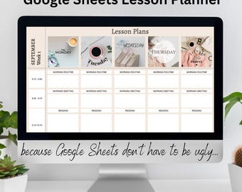 Digital Teacher Planner Template | Google Sheets | Weekly Lesson Planner | Term Calendars | Trackers | School Planner Template