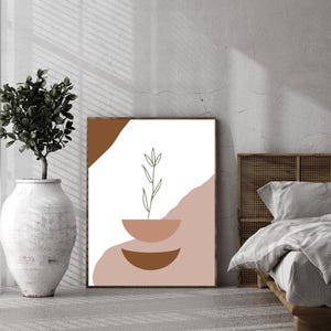 Arte mural de florero de líneas finas, lámina de Les Fleurs, póster minimalista de florero moderno, lámina de florero moderno, arte mural rústico vintage