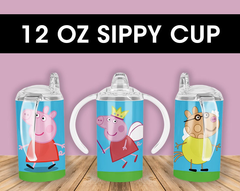 2-Pack Peppa Pig Spout Beaker & Straw Sipper Water Bottle Kids Toddler Xmas  Gift