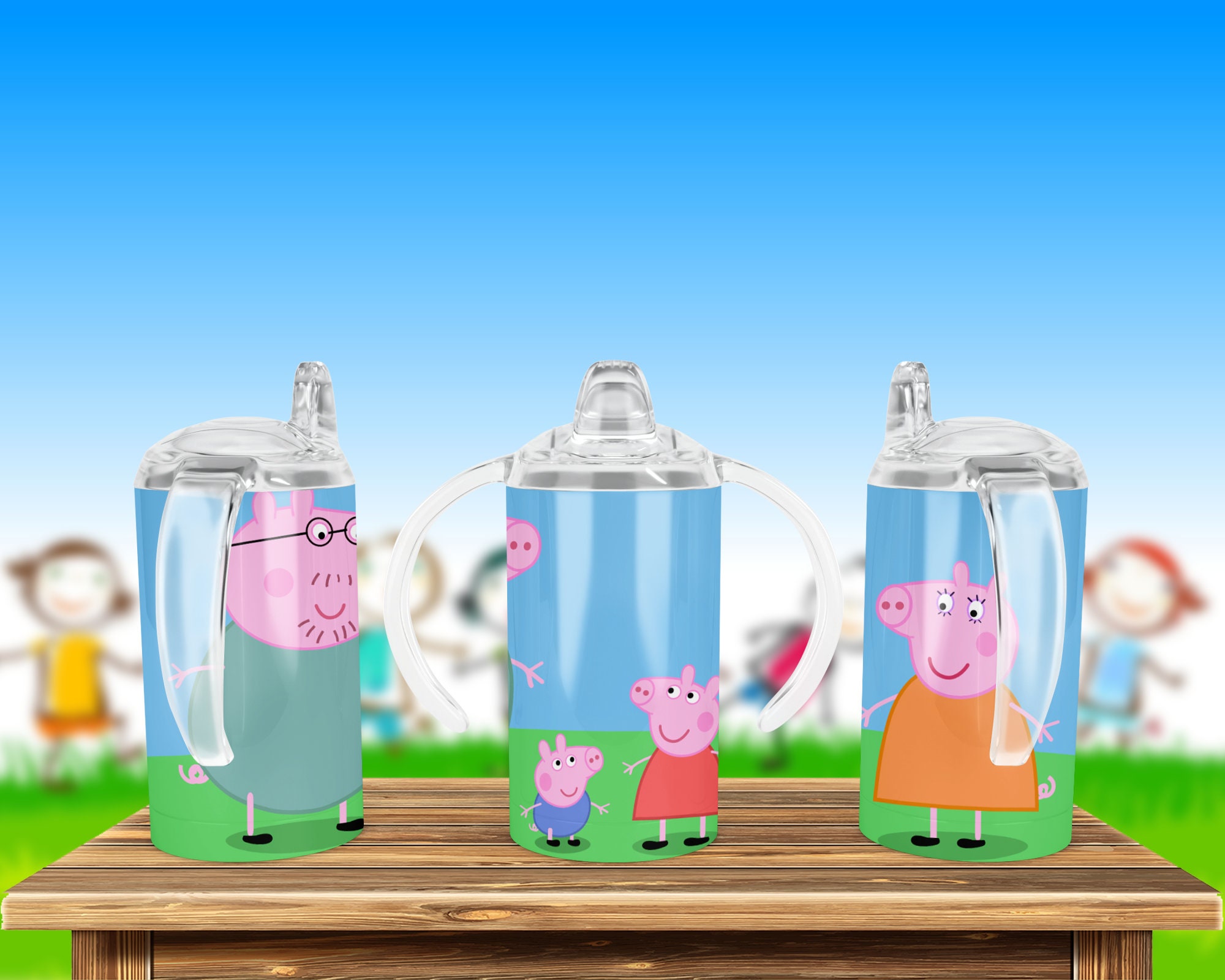 TOYBARN : Peppa Pig Themed Drink Tumbler with Lid and Straw - 16 oz