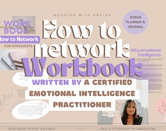 How to Network for Introverts using Emotional Intelligence Workbook Digitally Fillable Workshops, Quiz, Affirmations, bonus planner, journal