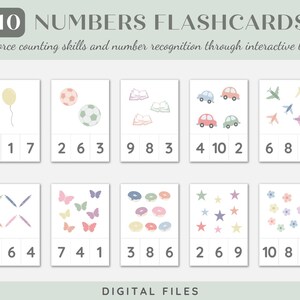 Colorful Printable Numbers Flashcards for Kids | Educational Counting Cards | Preschool and Kindergarten Learning | Montessori Class Decor