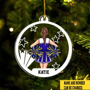 Personalized Cheerleader Christmas Ornament|Custom Cheerleader Uniform Ornament|Christmas Gift For Cheerleader Team|Cheerleading Xmas Gifts
