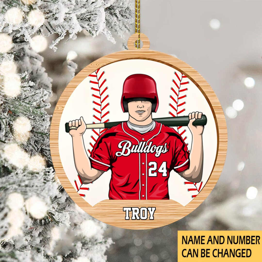 Personalized American Baseball Player Christmas Ornamentcustom Baseball Uniform Ornamentbaseball