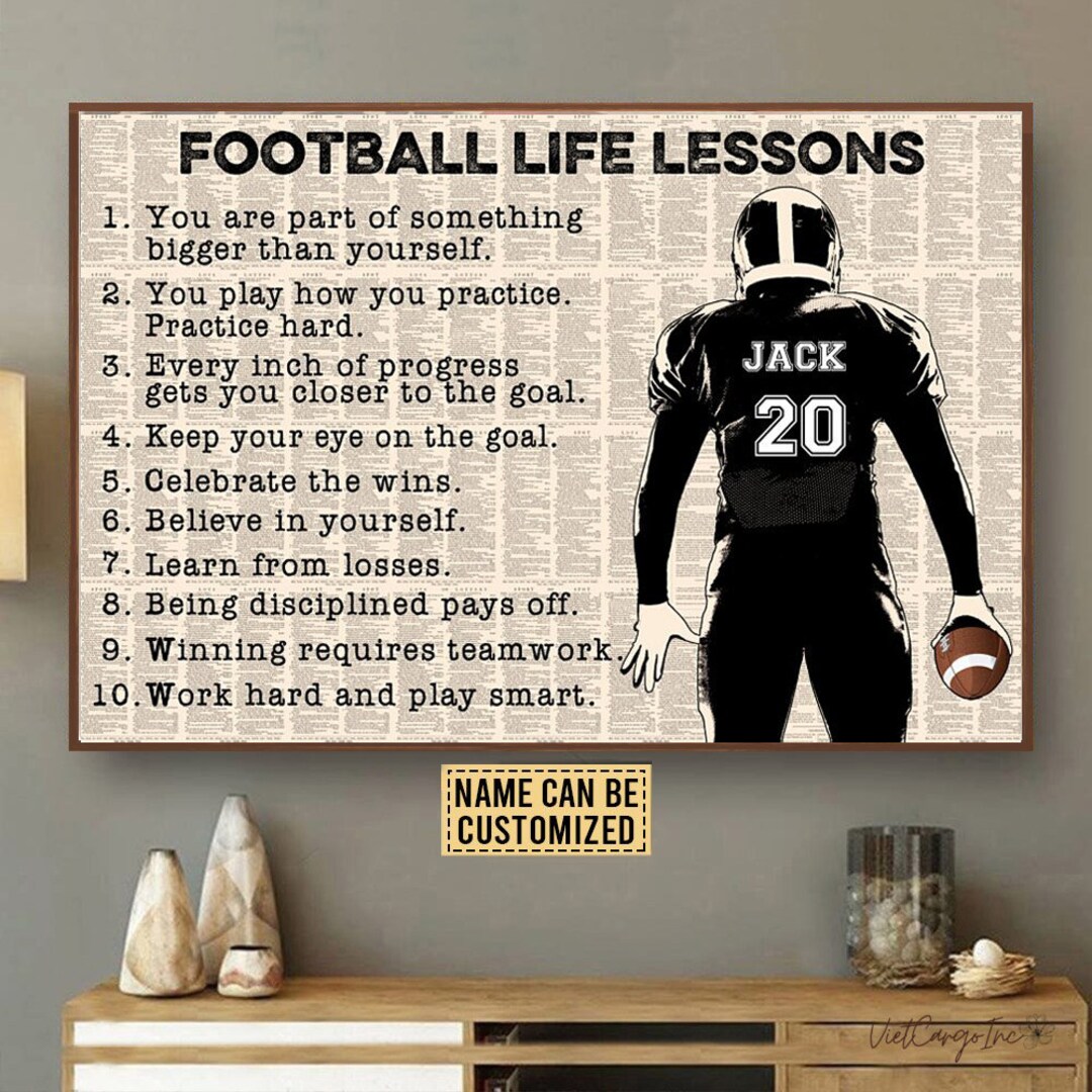 Personalized Football Life Lessons Poster/canvas Wall Art Football