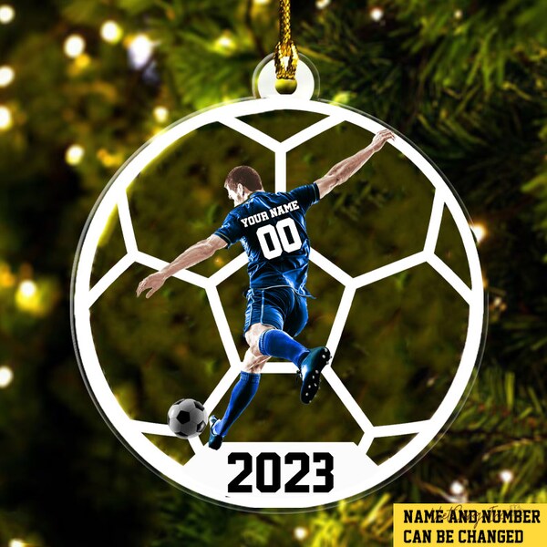 Personalized Soccer Player Acrylic Christmas Ornament|Custom Soccer Jersey Ornament|Christmas Gift For Soccer Lovers|Soccer Team Gifts