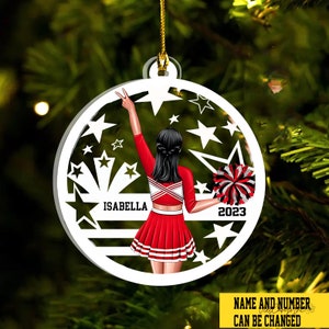 Personalized Cheerleader Christmas Ornament|Custom Cheerleader Uniform Ornament|Christmas Gift For Cheerleader Team|Cheerleading Ornament