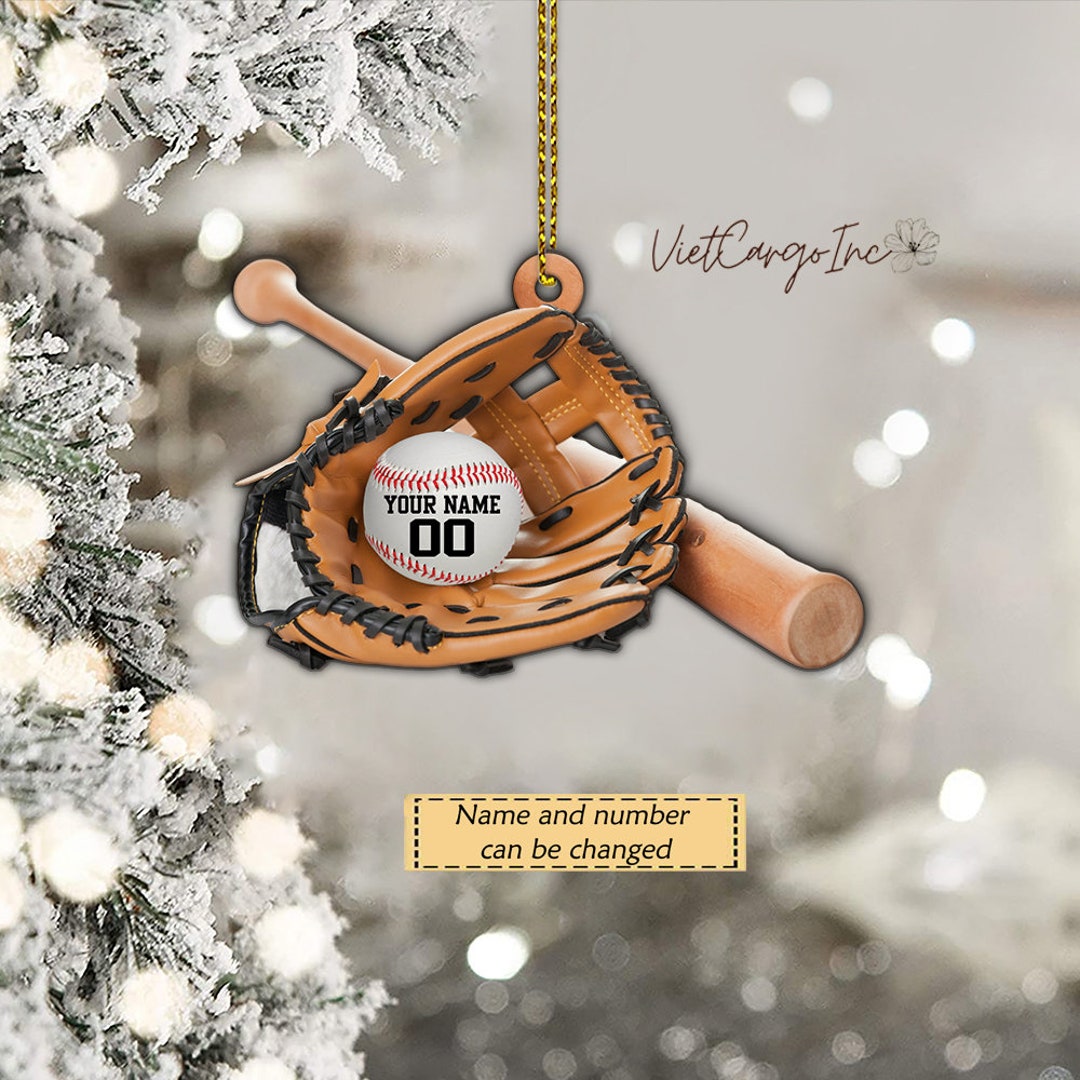 Personalized Baseball Ornamentbaseball Equipment Christmas Etsy