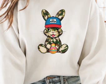 Happy Easter PNG, Boy Easter Bunny PNG, Egg Hunter Bunny Png, Camo Bunny Png, Boy Bunny, Hunter bunny, Retro Easter Png, Boy Easter Name,