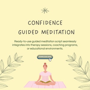 Guidad meditation för att stärka självförtroendet | Terapeutisk verktygslåda | Självhjälp för mental hälsa | Utskrivbar meditation | Arbetsblad