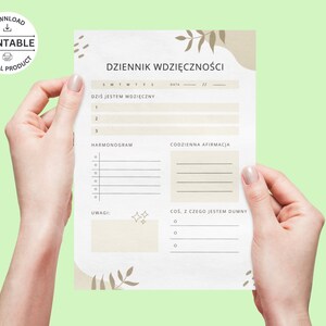 Polish Gratitude Journal: Mindfulness Diary (A4, US Letter PDF)