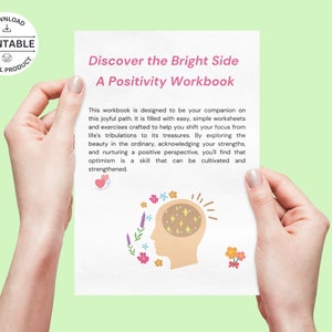 Positivity Workbook, Positivity Techniques, Personal Growth, Therapy Resource, Self-Help, Mental health, Wellness, Well-Being, Worksheets