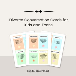 Tarjetas de conversación de divorcio para niños y adolescentes, herramienta de asesoramiento de apoyo, actividades de terapia, cómo afrontar el divorcio, ayuda para la separación de los padres