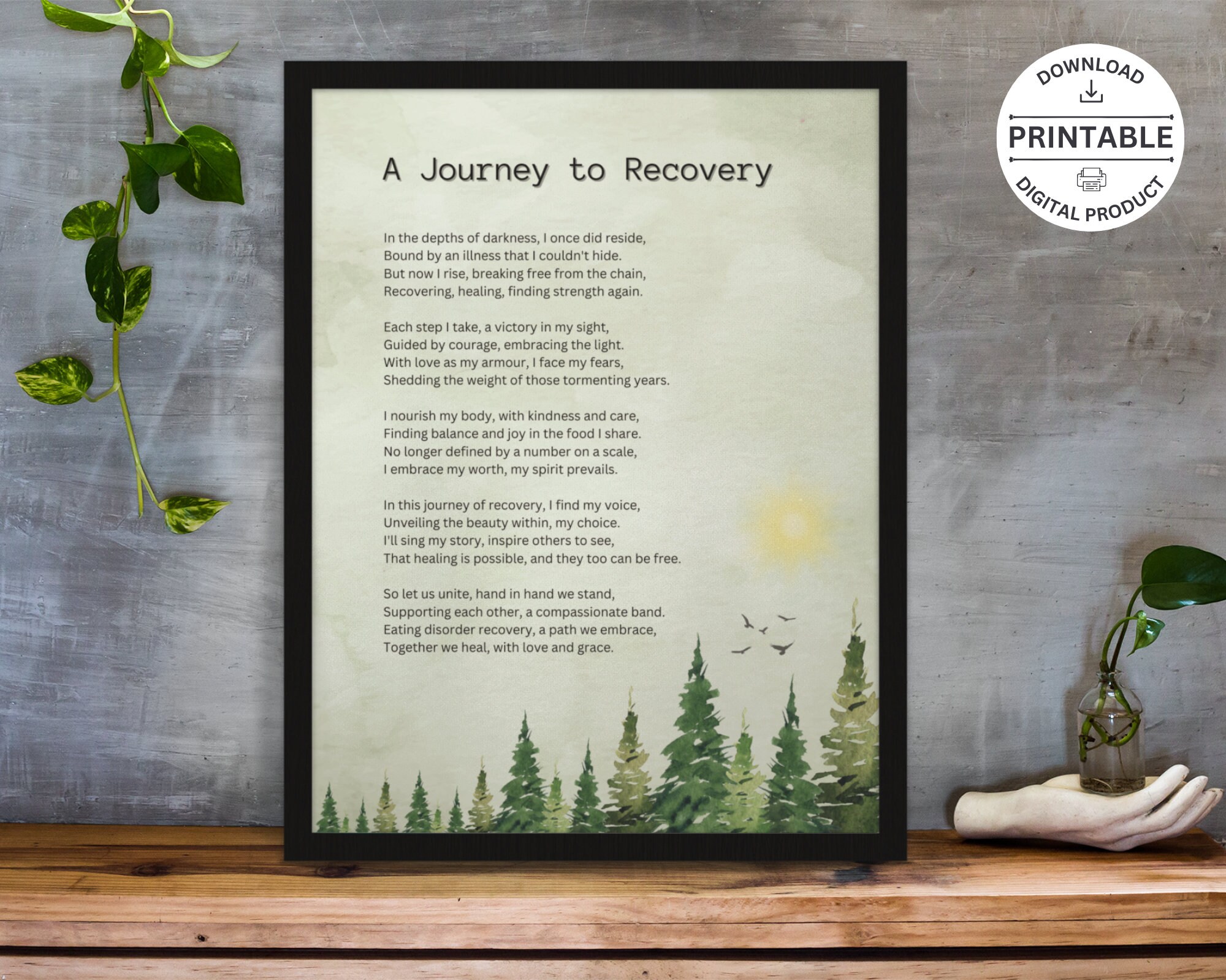 Eating Disorder Recovery Poem Mental Health Art Print A4 US Letter 