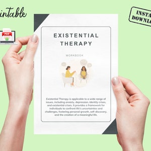 Existential Therapy Workbook, Existential therapy exploration, Existential questions for growth, Worksheets, Guided self-reflection tools