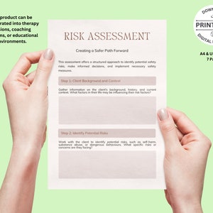 Hojas de evaluación de riesgos / Gestión de riesgos / Análisis de riesgos / Apoyo terapéutico / Evaluación de riesgos / Hojas de trabajo de paquetes de riesgos / Planificación de la seguridad