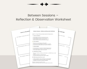 Hoja de trabajo de reflexión y observación entre sesiones / Diario de terapia imprimible para la autorreflexión y el apoyo a la salud mental