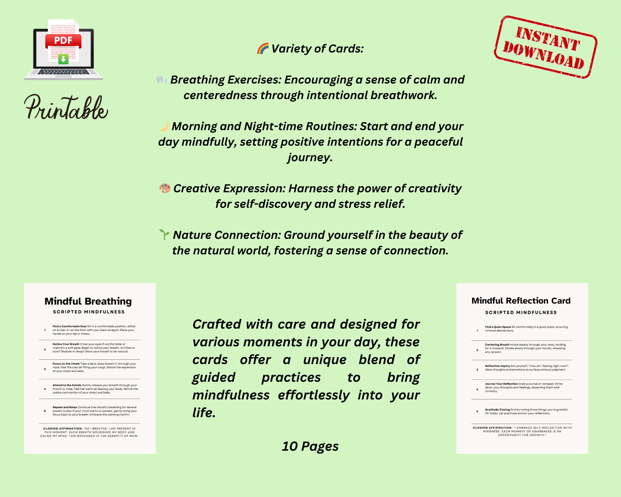 Scripted Mindfulness Cards: Guided Practices (A4 & US Letter PDF) - Etsy