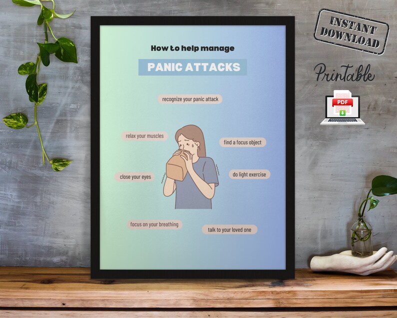 Panic Attack Coping Techniques Poster, Mental Health Guide (A4/US ...
