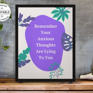 Anxious Thoughts Are Lying To You Motivational Poster, Anxiety Quote Art, Inspirational Wall Decor, Overcoming Fear, Mental Health Support,
