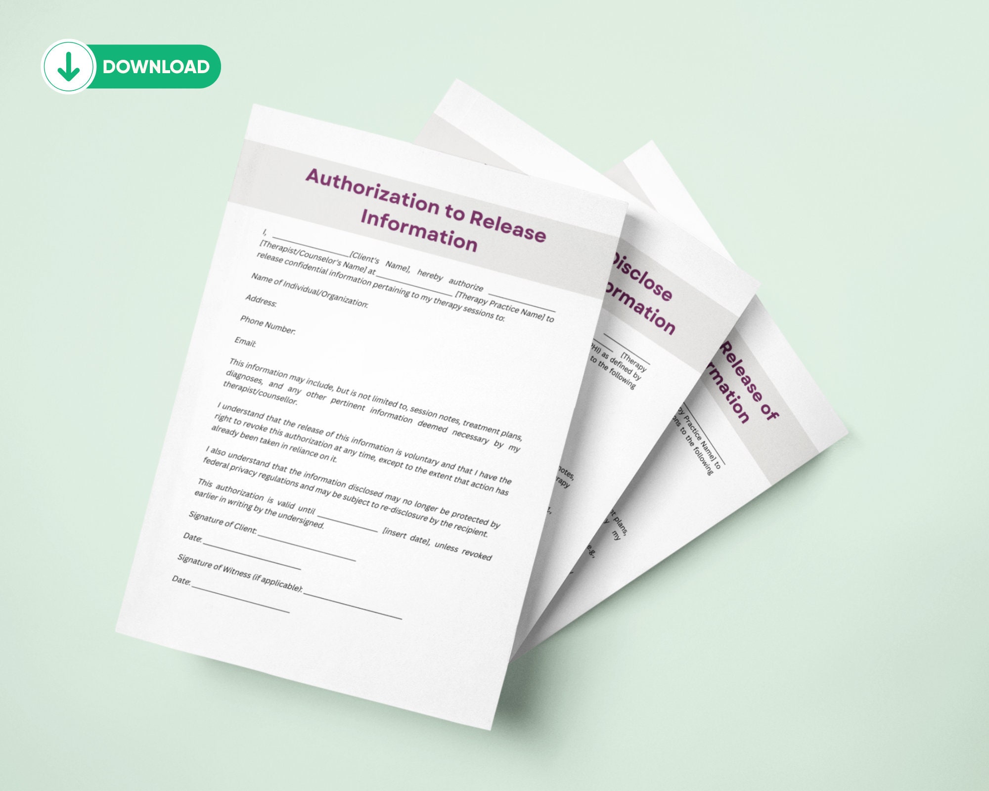 Authorization to Release Information Template (PDF) - Etsy