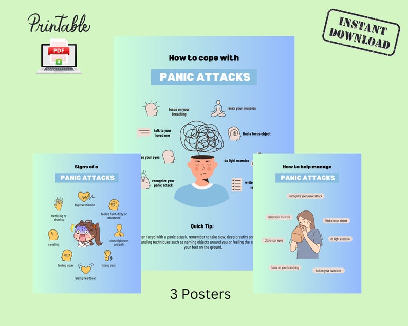 Panic Attack Coping Techniques Poster, Mental Health Guide (A4/US ...