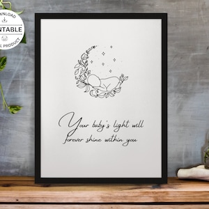 Póster imprimible conmemorativo de pérdida de un bebé / Pérdida del embarazo / Aborto espontáneo / Nunca olvidado / Impresión en memoria amorosa / Apoyo para abortos espontáneos / Regalo