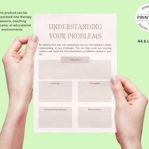 Understanding Your Problems Worksheets | Problem-Solving | Self-Reflection Exercise | Self-Help | Therapy Print | Overcoming Obstacles | CBT