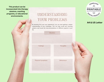 Understanding Your Problems Worksheets | Problem-Solving | Self-Reflection Exercise | Self-Help | Therapy Print | Overcoming Obstacles | CBT
