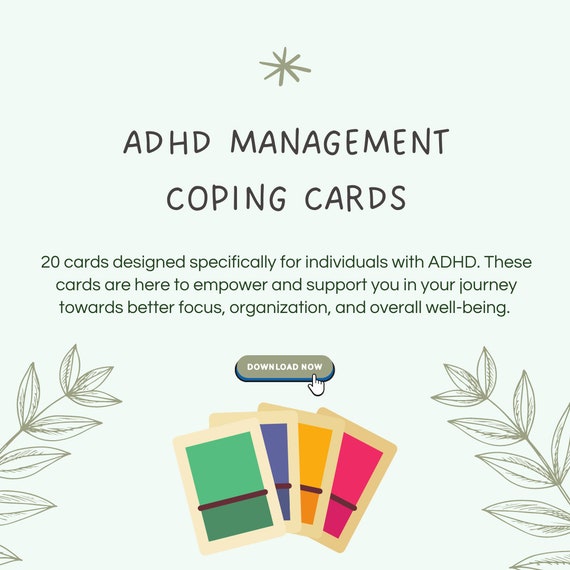 ADHD Coping Cards: 20 Focus & Management Strategies (Digital Print)
