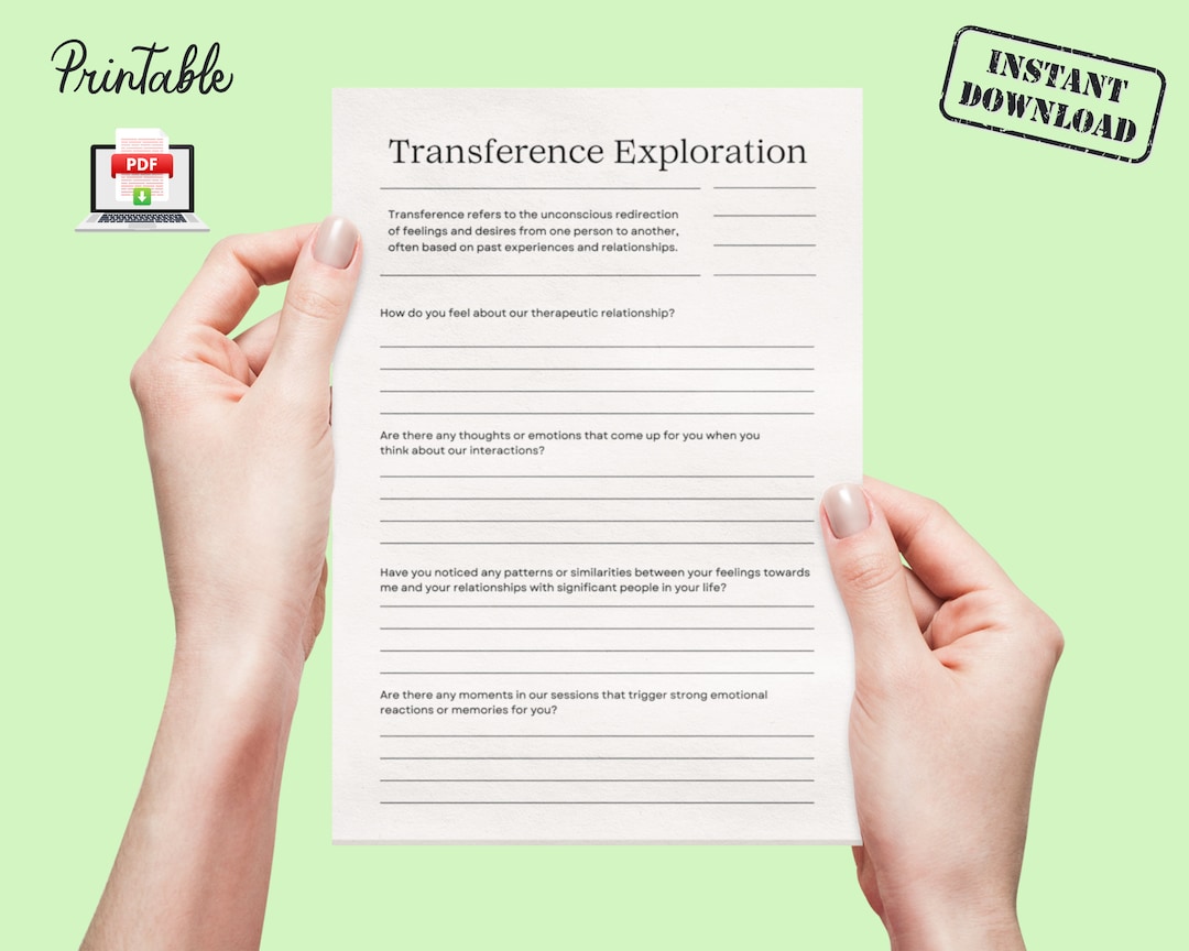 Transference Exploration Worksheets, Therapy Prints, Psychoanalytic ...
