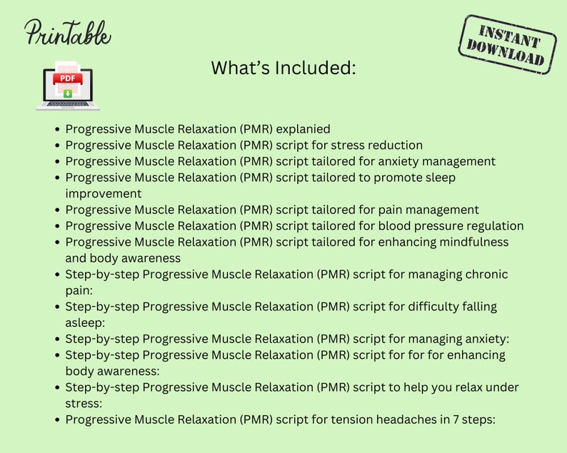 Progressive Muscle Relaxation PMR Script Collection, Ready-to-use ...