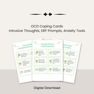 OCD-Bewältigungskarten, aufdringliche Gedanken, Selbstgespräche, Angst-Werkzeuge, CBT-Techniken, Knöchelmuster