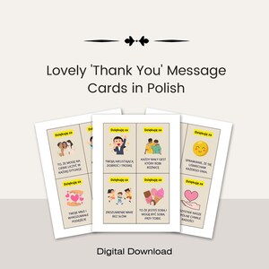 Cartes de remerciement en polonais, pour une utilisation en classe ou au bureau, cartes de gratitude imprimables, Drukowalne Kartki Wdzięczności, Codzienna Inspiracja
