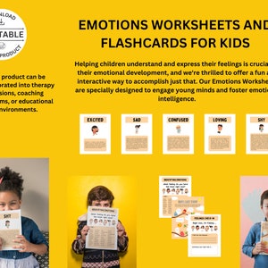 Understand and Express Your Emotions Worksheets and Flash Cards for Kids | Teaching Cards | Therapeutic Tool | Classroom Poster | Printable