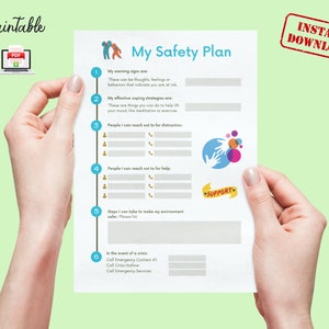 Safety Plan for Teens, Adolescent Mental Health Resource, Collaborative Therapy Aid, Youth Counselling Resources, Mental Wellness for Teens