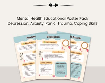 Mental Health Poster Pack: Coping Skills, Trauma, Anxiety (Digital Download)