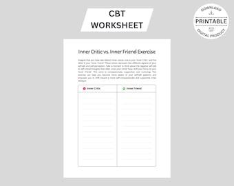 Inner Critic vs Inner Friend Exercise: CBT Worksheet (PDF)