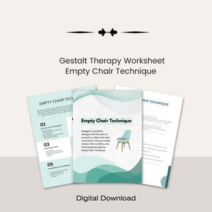 Werkblad therapie met lege stoeltechniek, zelfreflectieoefening voor emotionele genezing en conflictoplossing, digitale pdf Gestalttherapie