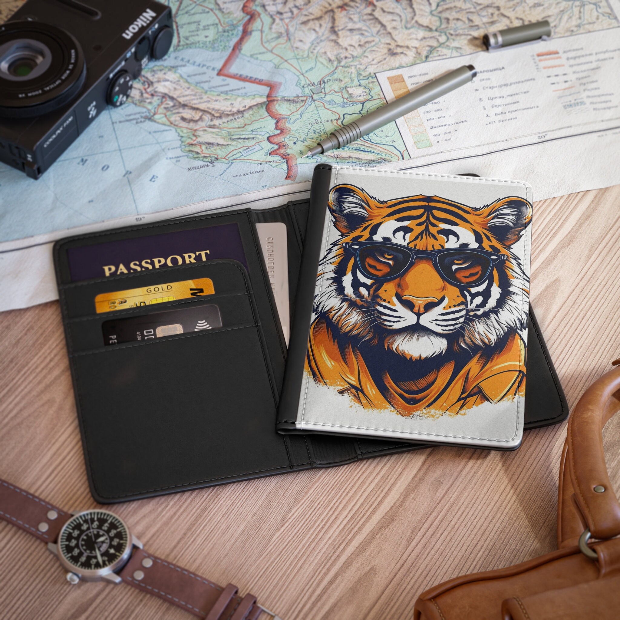 The tiger design luxury passport cover