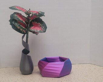 Hexagon Indoor Planter Pot, 3D Printed Planter with Drainage