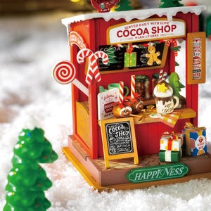 Rolife Cocoa Shop, DIY Miniature House Kit, DIY Dollhouse, Vintage Wooden Dolls House, 3D Puzzle Craft Kit for Adults, Mini Diorama Room,