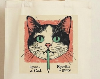 Animal Rescue Tote Bag, Cat Adoption Gift, Animal Welfare Advocate, Cat Lover Bag
