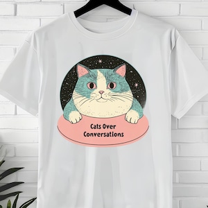 T-shirt introverti chat céleste : t-shirt antisocial décalé