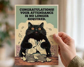 Funny Graduation Card: Black Cat, Class of 2026 Congratulations (5" x 7")