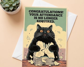 Funny Retirement Card for Coworker | Cat Lover Retirement Gift