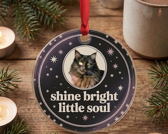 Cat Memorial Ornament, Custom Cat Photo Christmas Ornament, Cat Memorial Gift, Rainbow Bridge Keepsake