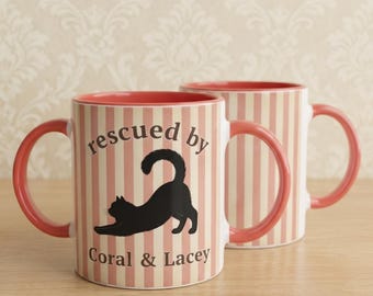 Rescue Cat Mom Mug, Adopted Cat Gift, Personalized Shelter Cat Coffee Cup